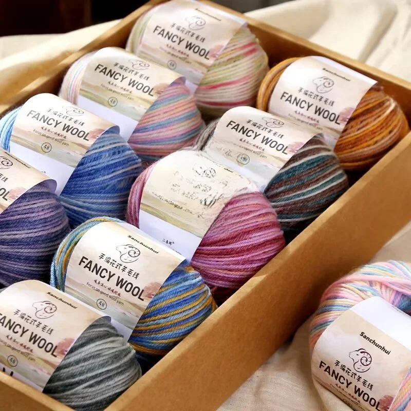 Fil de laine de paupières tricoté à la main, fil fin moyen, tissé à la main, pull bricolage, chapeau, châle, fil de laine coloré, 50g