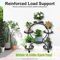 4 Tier Plant Stand Rolling Metal Flower Pot Holder Shelf Rack for Indoor Outdoor, Balcony Garden Patio, Black