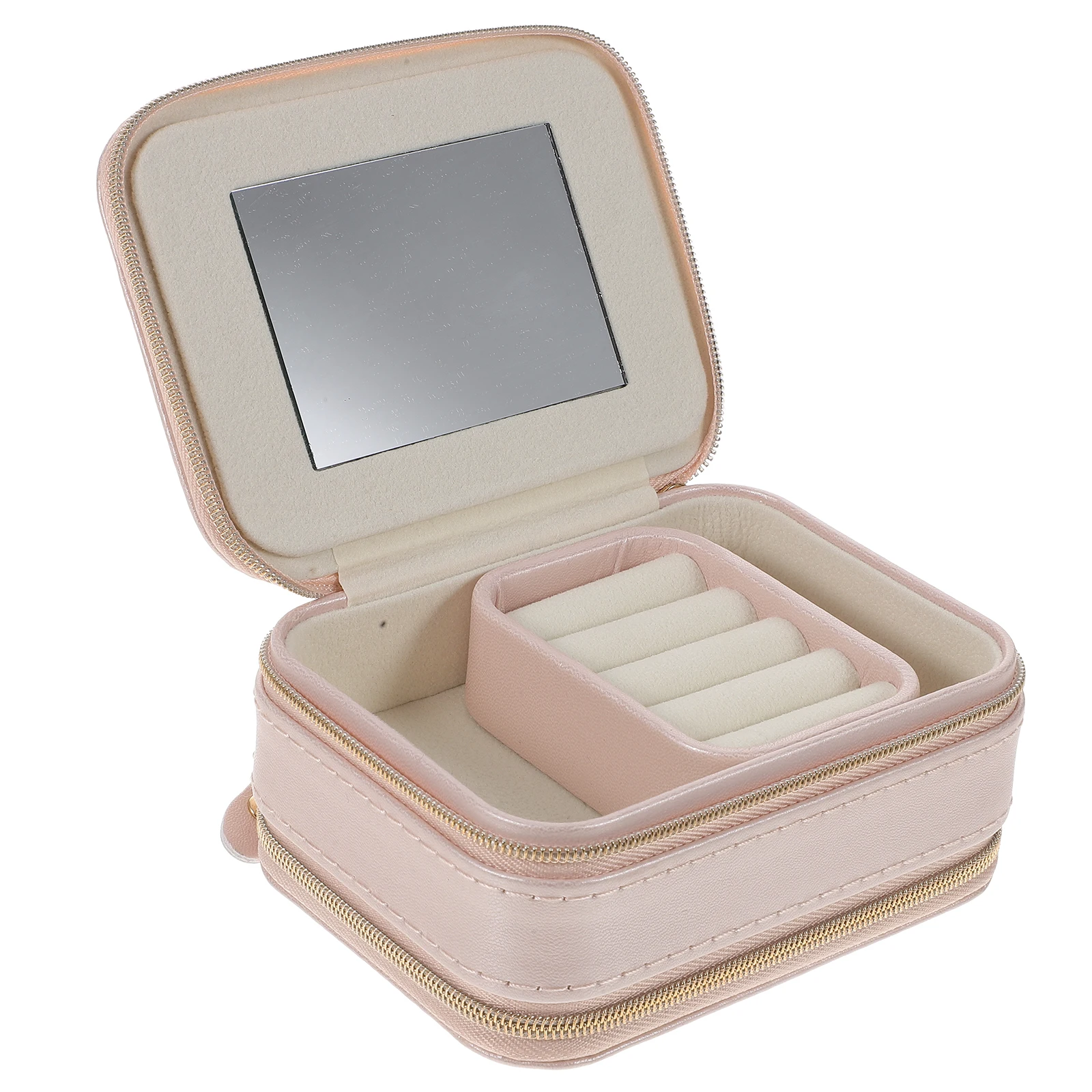 

Rings Double-Layer Jewelry Box Storage Organizer Jewellery Organiser Containers Pink Necklace Holder Travel