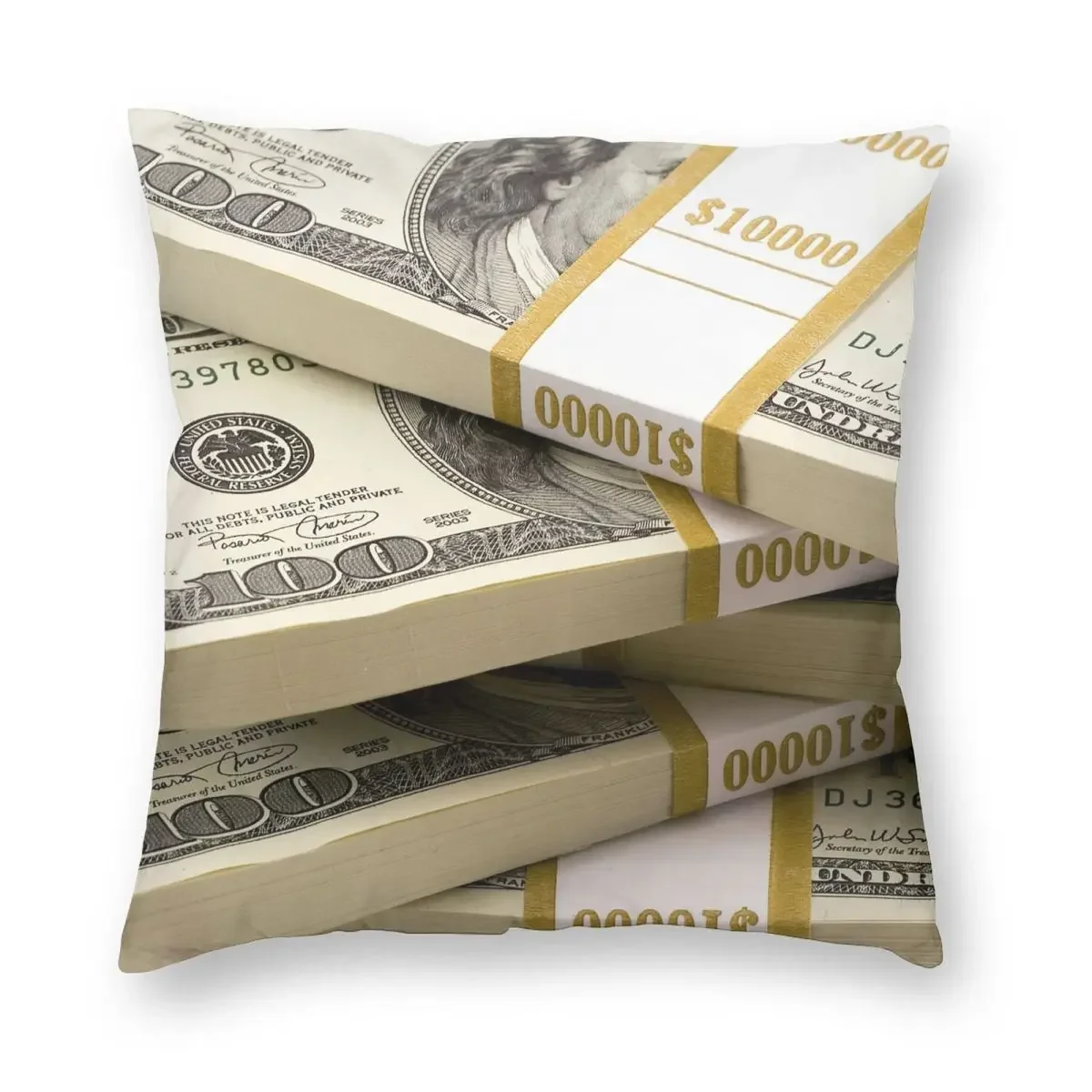 100 Dollars Banknotes Pillowcase Printed Polyester Cushion Cover Decor Throw Pillow Case Cover Home Square 40*40cm