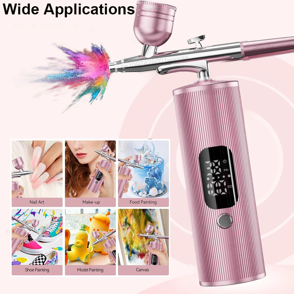 Aerógrafo com com compressor, aerógrafo recarregável, pistola multifuncional, kit de aerógrafo de pintura portátil com compressor para unhas