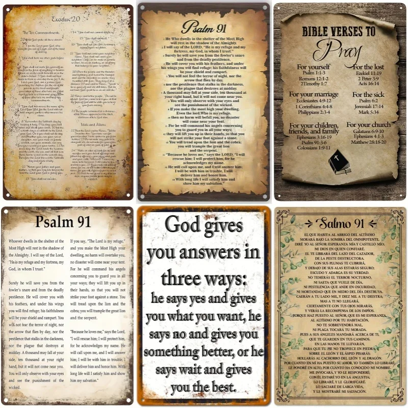 ملصق عتيق من القصدير المعدني عزيزي الله مزمور الكتاب المقدس علامات القصدير المعدنية الملصقات لوحة ديكور المنزل الديني لنوادي المقهى والكنيسة المنزلية #3