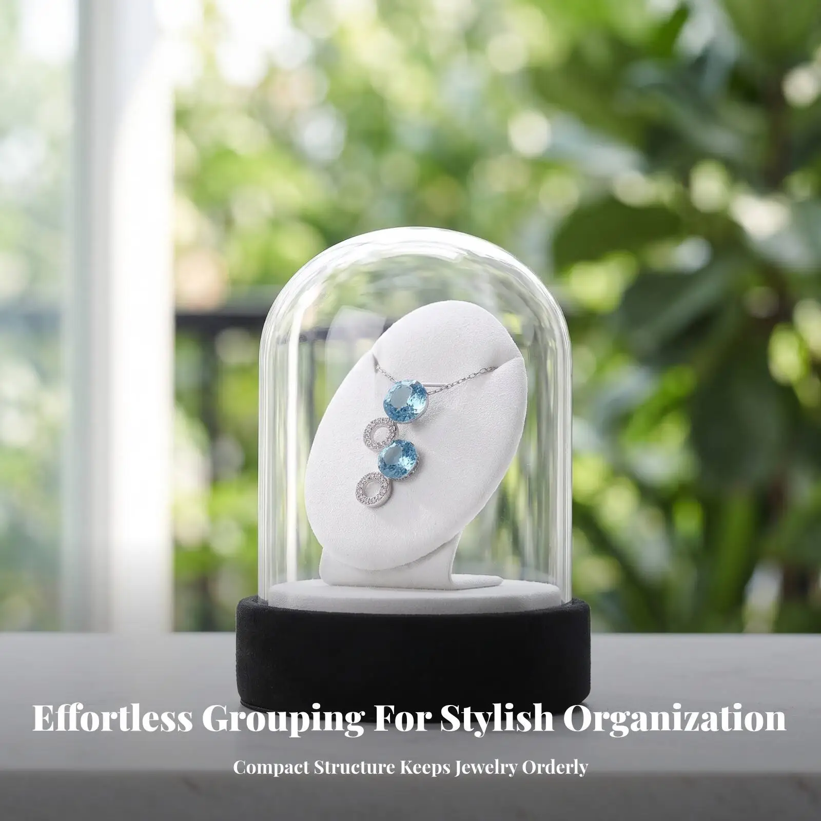 Dustproof Glass Cloche | Compact Tabletop Design, Jewelry Display Stand with glass cover, for Home Vanities