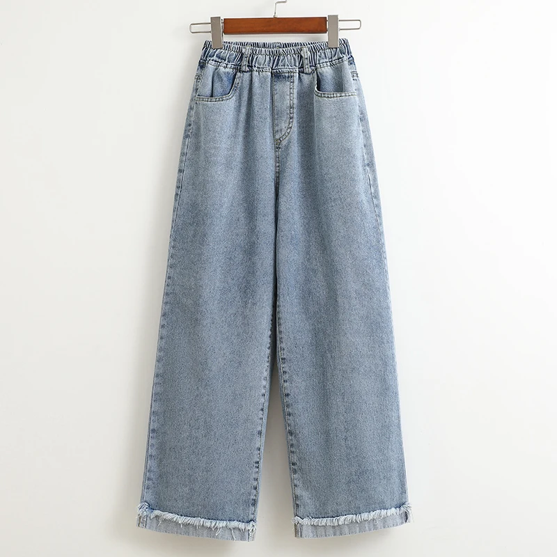 

2025 Plus Size Hight Waist Wide Leg Jeans Spring Fall Casual Oversize Denim Pants Women Korean Streetwear Washed Pants