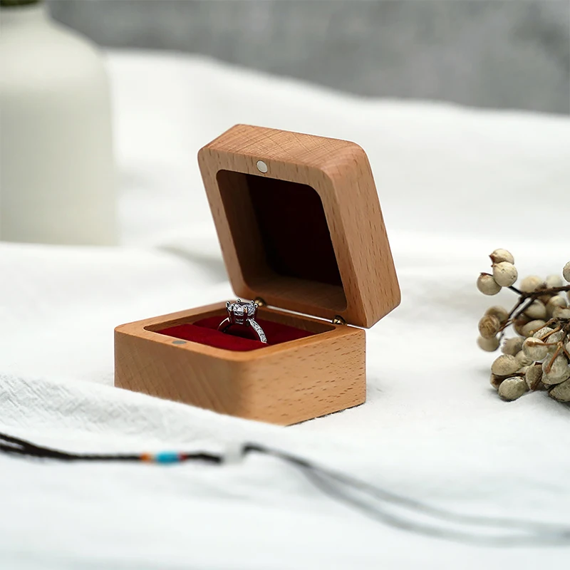 Wood Wedding Ring Gift Boxes Bags Case Packaging for Jewelry Ring Necklace Holder Organizer Box