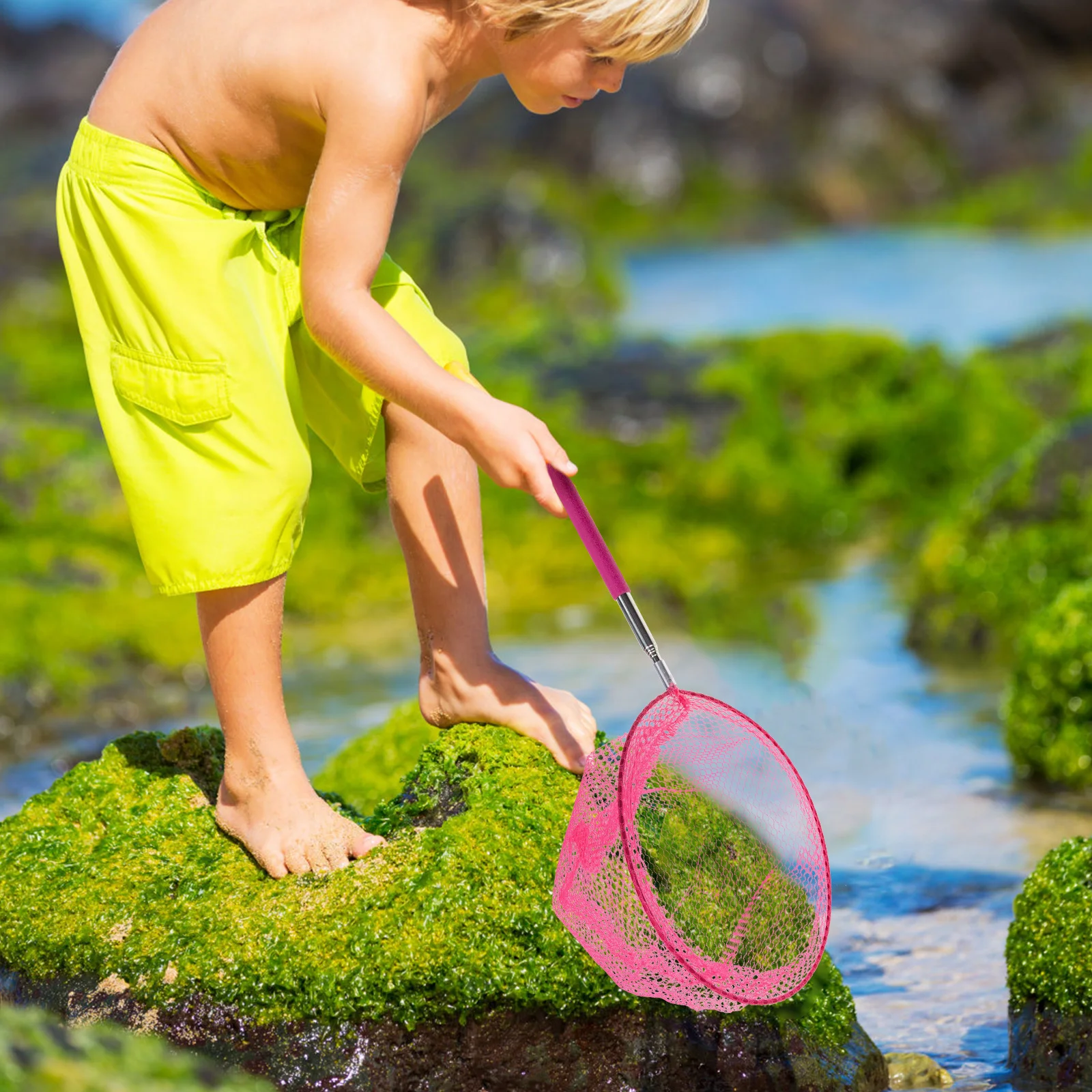 1세트 확장형 어망 어린이 야외용 버킷 튼튼한 그물 작은 물고기 잡이용 나비 그물 장난감