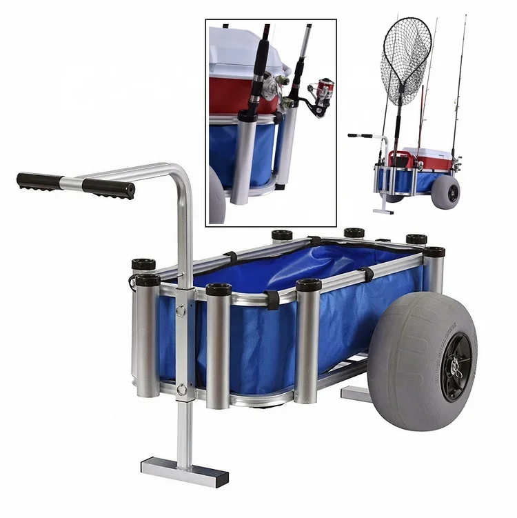 Utility Marine Wheels Surf Beach Fishermen Rolling Storage Fishing Cart