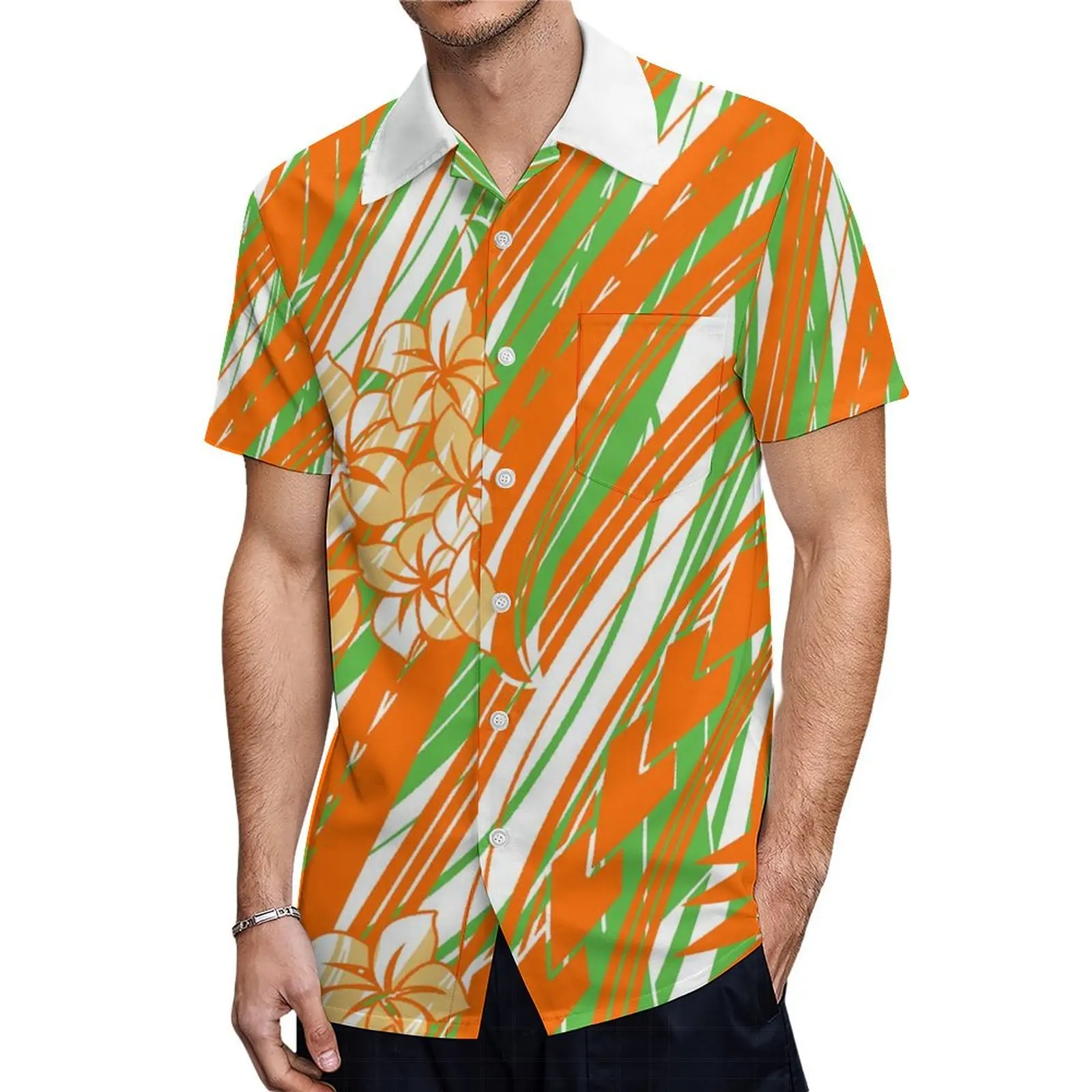 Robe hawaïenne à manches mi-longues pour hommes et femmes, col en forme de larme, vêtements ethniques samoans pour couples, plage des Fidji