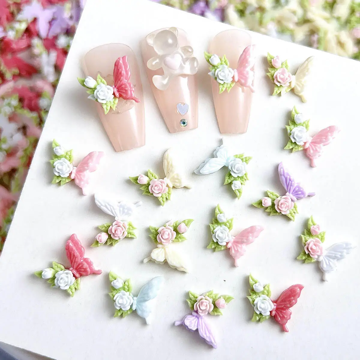 30Pcs 3D Resin Rose Butterfly Splicing Nail Charms Colorful Luminous Butterfly Nail Art Decoration Manicure DIY Accessories - Image 3