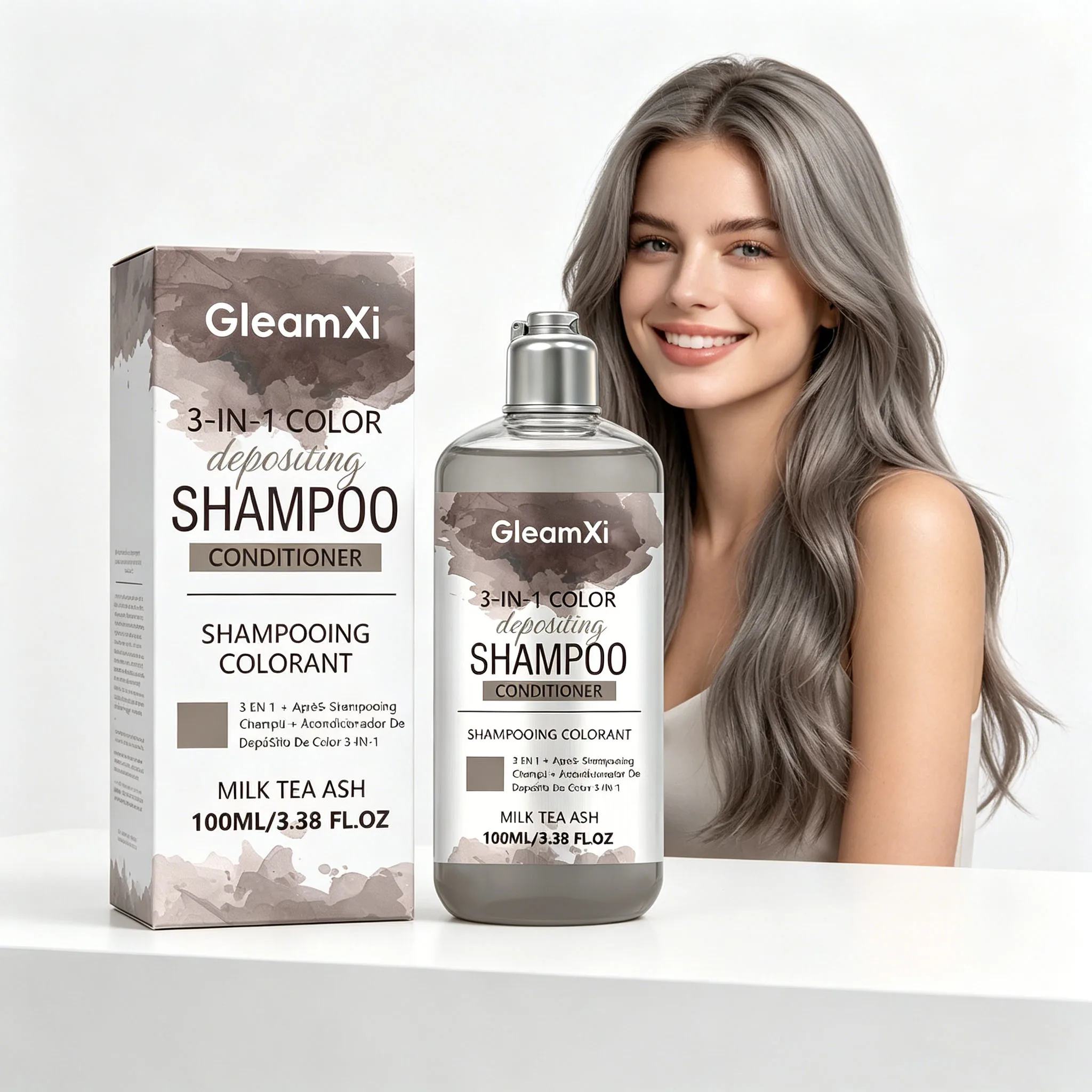 3 in 1 Hair Coloring Shampoo Uniform Coloring Non Irritate Scalp Lightweight Fluffy Improve Hair Quality Hairdressing Shampoo