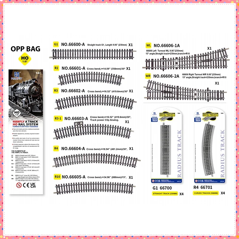 HO Scale HF 1:87 G1 R2 R3 R10 WL Straight Rails/Curved Rails German Brand Same Track Model-Compatible With Other Types Of Tracks