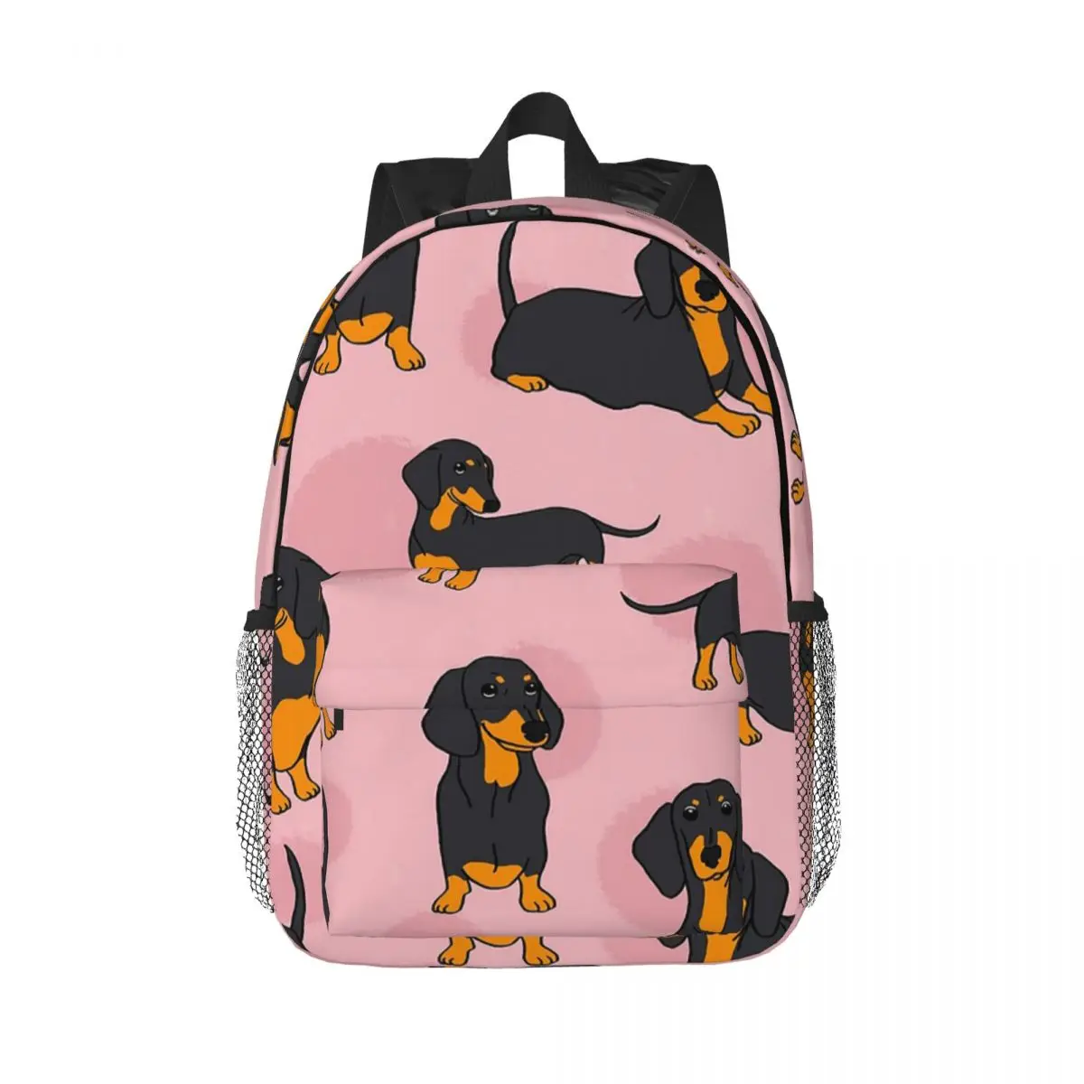 Pink Blue Tan Smooth Dachshund Pattern Sticker Pack Backpacks Teenager Bookbag Students School Bags Laptop Rucksack Shoulder Bag