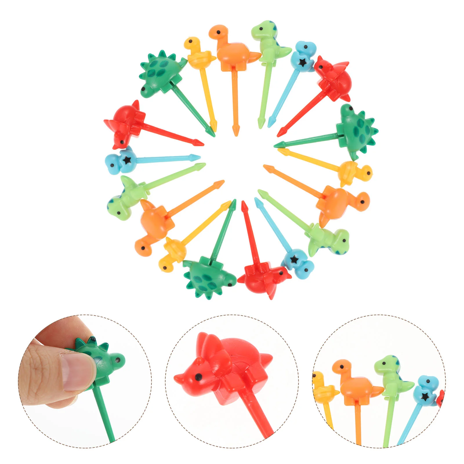 18 Pcs Fruit Dinosaur Fork Party Cocktail Sticks Animal Theme Pick Food Appetizer Picks Baby