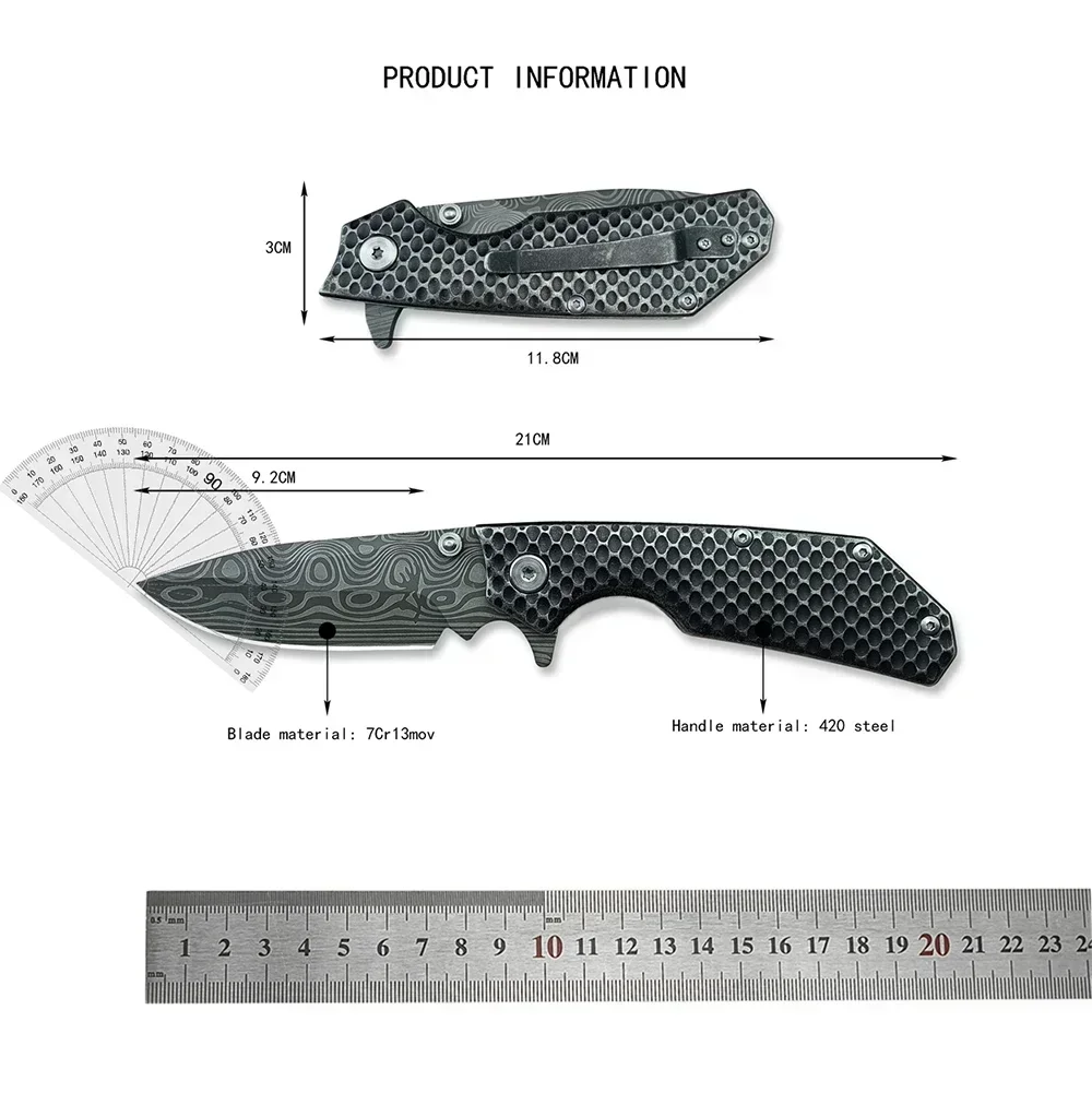 Strider Fast Opening Folding Knife 3.62'' 7Cr13mov Blade Textural 420 Steel Handle Wilderness Defense Survival Pocket Knife