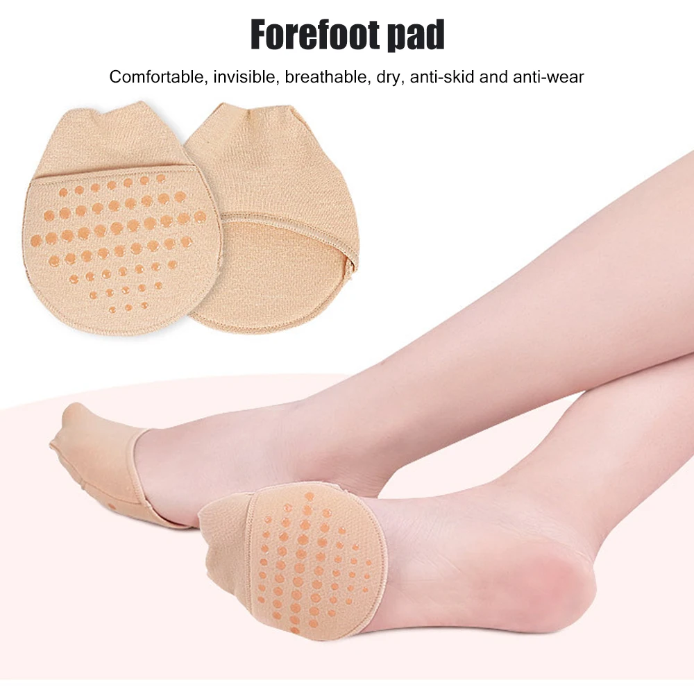 Tcare 1 Pair Breathable Women\'s Invisible Toe Cover with Padding Toe Topper Liner Socks Non-Skid Bottom for High Heels Cushions