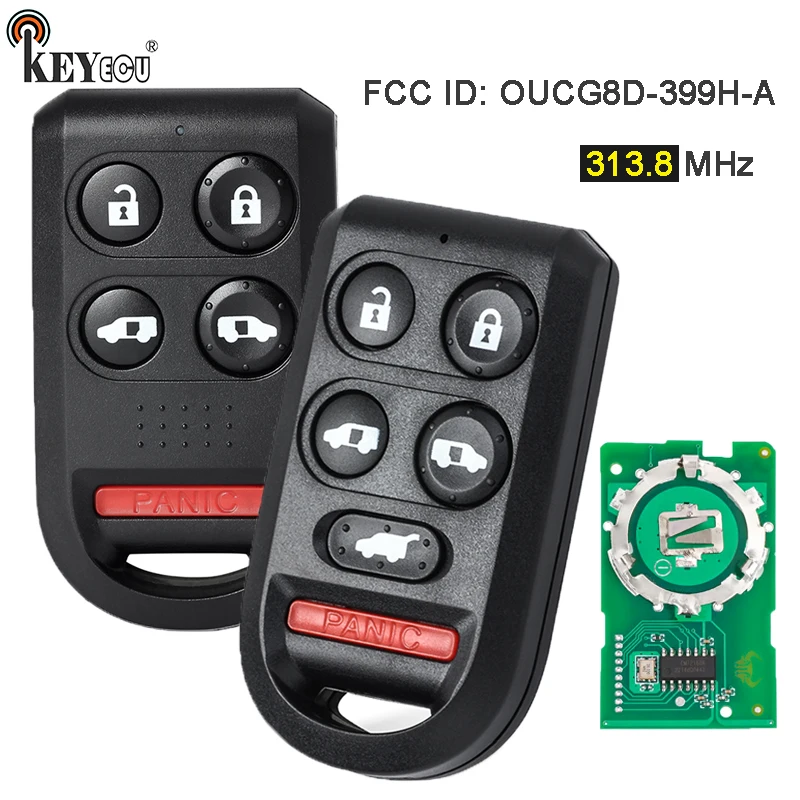 KEYECU 313.8MHz OUCG8D-399H-A Remote Key Fob 5 / 6 Buttons for Honda Odyssey 2005 2006 2007 2008 2009 2010