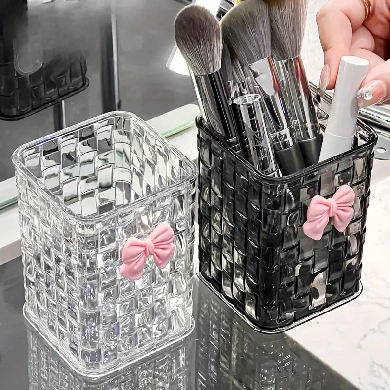 Caja de almacenamiento de pinceles de maquillaje acrílico transparente, organizador de cosméticos de escritorio, almacenamiento de lápiz labial, soporte de exhibición de esmalte de uñas, estuche de joyería