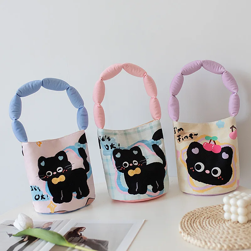 Lightweight  Shaped Bucket Bag Women's Single Shoulder Handbag Korean Style Cute Small  Bag Floral Element Polyester Ma...
