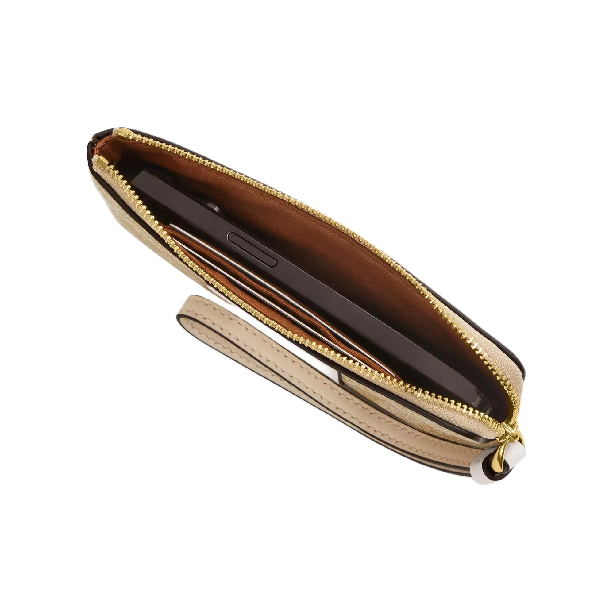 COACH Corner Zip Recycled Leather Wrist Clutch Small Women's Umber CV396-IMTAU view 5