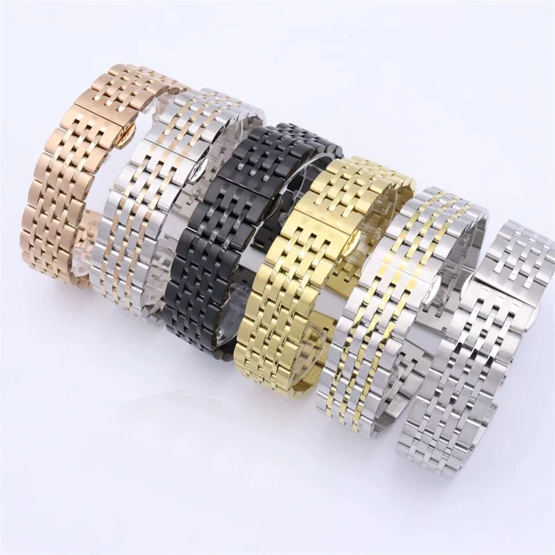 الفولاذ المقاوم للصدأ فراشة مشبك حزام ساعة اليد للجنسين حزام (استيك) ساعة 20/22 مللي متر معصمه اكسسوارات الصلب حزام لصانع الساعات