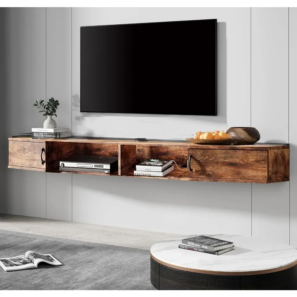 

Wall Mounted TV Stand, Media Console Stand with Doors, Entertainment Shelf for Living Room, Bedroom