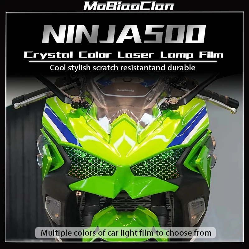 

﻿ For KAWASAKI NINJA500 NINJA 500 Ninja500 ninja 500 2024 Honeycomb Laser Headlight Film Smoked Black Film Protective Film Stick