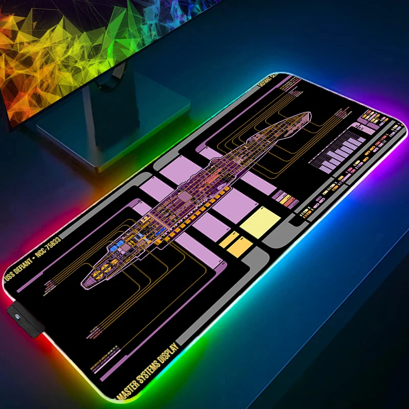 

Коврик для мыши со светодиодной подсветкой для ПК, геймера, RGB, офисный коврик для мыши для ноутбука, коврик для мыши Star Trek Starship Blueprint, настольный коврик, резиновый коврик для клавиатуры, подарки
