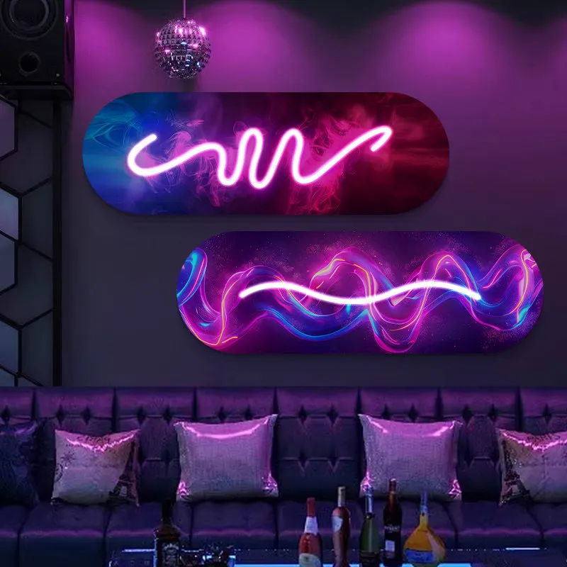 The space decoration adopts luminous hanging paintings and fashionable innovative LED lighting background wall lights