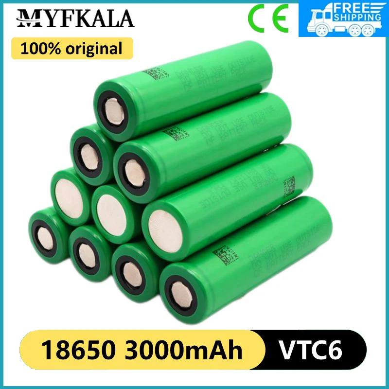 VTC6 3.7V 3000mAh Rechargeable Li-ion Battery 18650 for Sony US18650VTC6 30A Toys Flashlight Tools