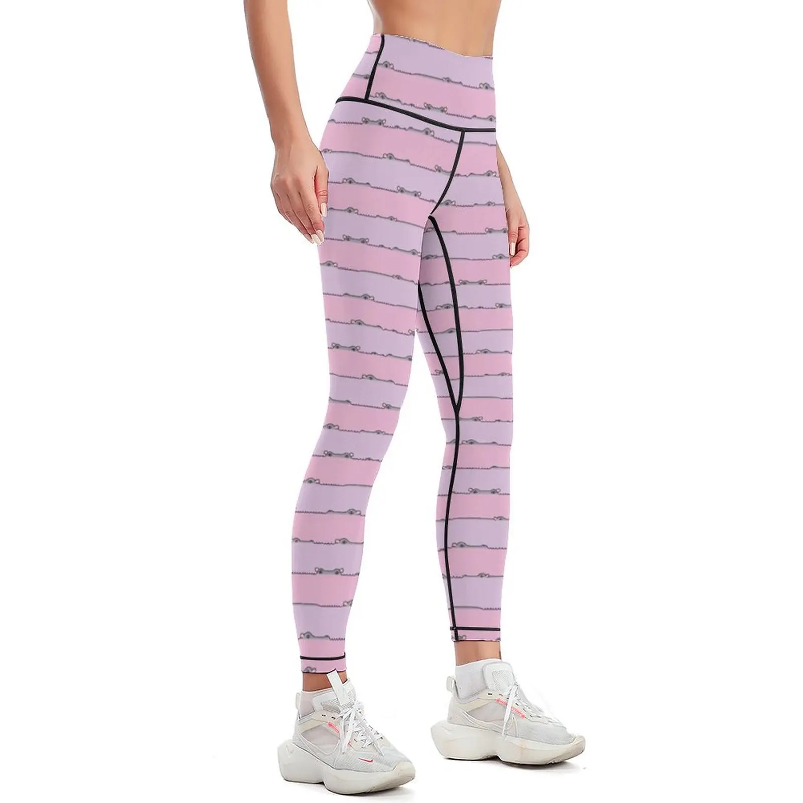 I-Spy Hippo! rose and lilac stripes Leggings push up tights for gym's clothing Womens Leggings