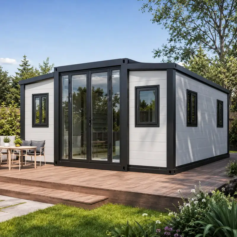 Luxury Folding House Modular Home Customized Waterproof Container Home with Bedroom Bathroom Solution for Backyard Guest Housing
