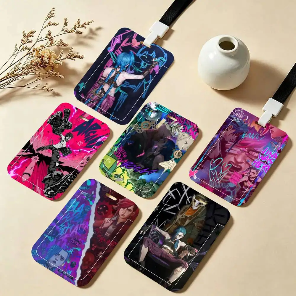 Arcane 2 Vi Jinx Ekko ID Card Holder Neck Strap Pendant Door Badge Holder Lanyards Keychain Work Credential Case Gift