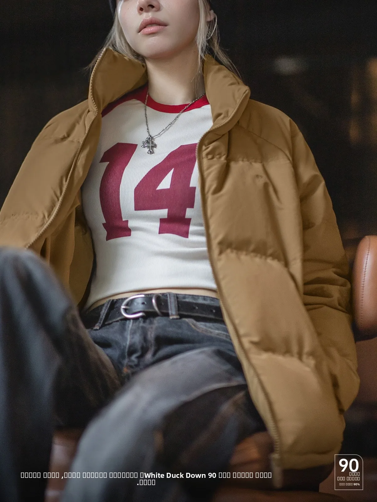 

Maden Women's Retro American 90 White Du down Jaet Outdoor Windproof Waterproof Bread Sle Warmth Outerwear Winter Coat