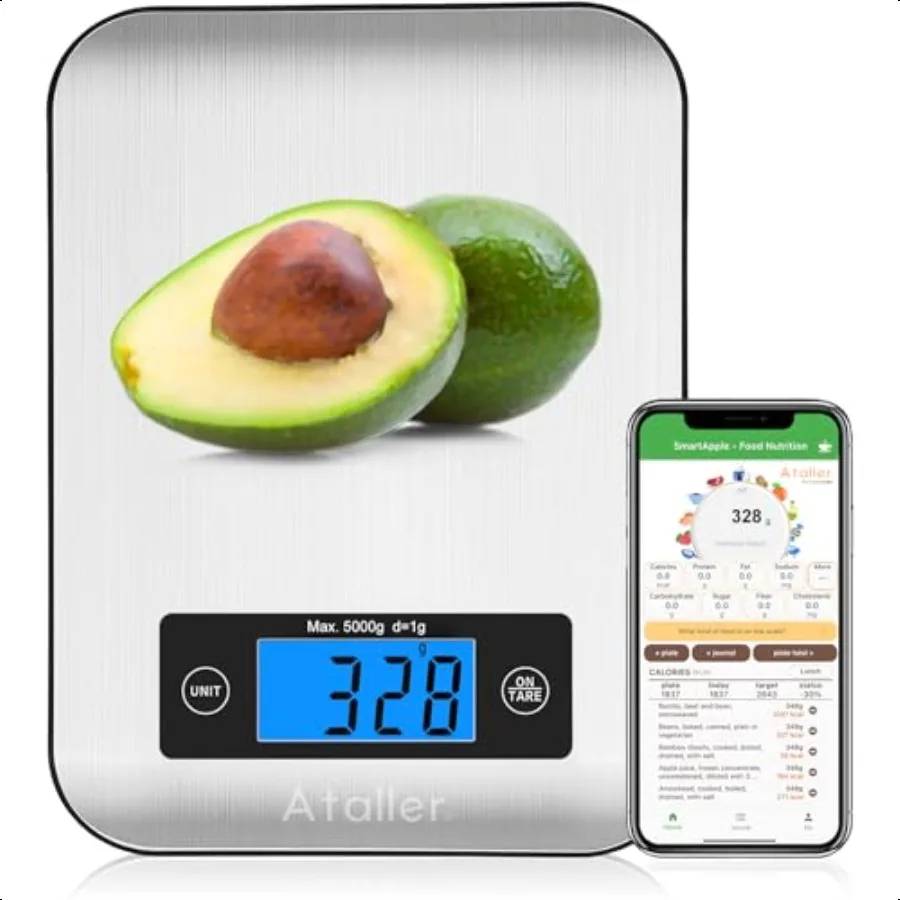 

Smart Food Scales with Nutritional Calculator Smartphone App with 26 Nutrients Tracking Calorie Marco Digital Kitchen Weight Gr