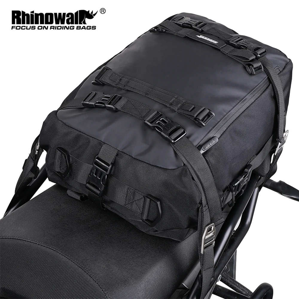 Rhinowalk Motorcycle Back Seat Bag 10/20/30L Waterproof Multifunctional Saddle Side Luggage Bag cycling backpack Universal