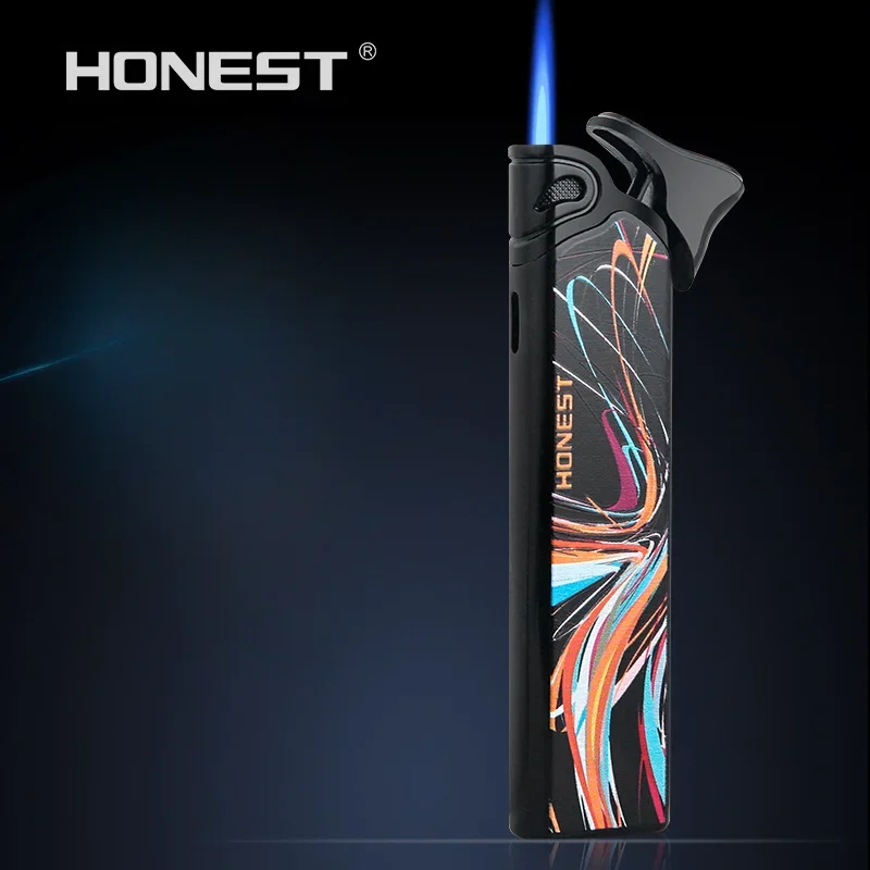 HONEST Bar Jet Windproof Lighter Miniature Direct Charging Lighter Adjustable Strike Flame Lighter Classic Fashion