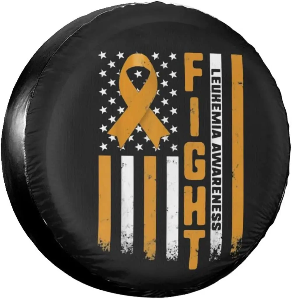 

Leukemia Awareness Flag Spare Tire Cover Waterproof Dustproof Portable Tyre Cover, for RV SUV Trucks Cars Wheels, for RV SUV Tru