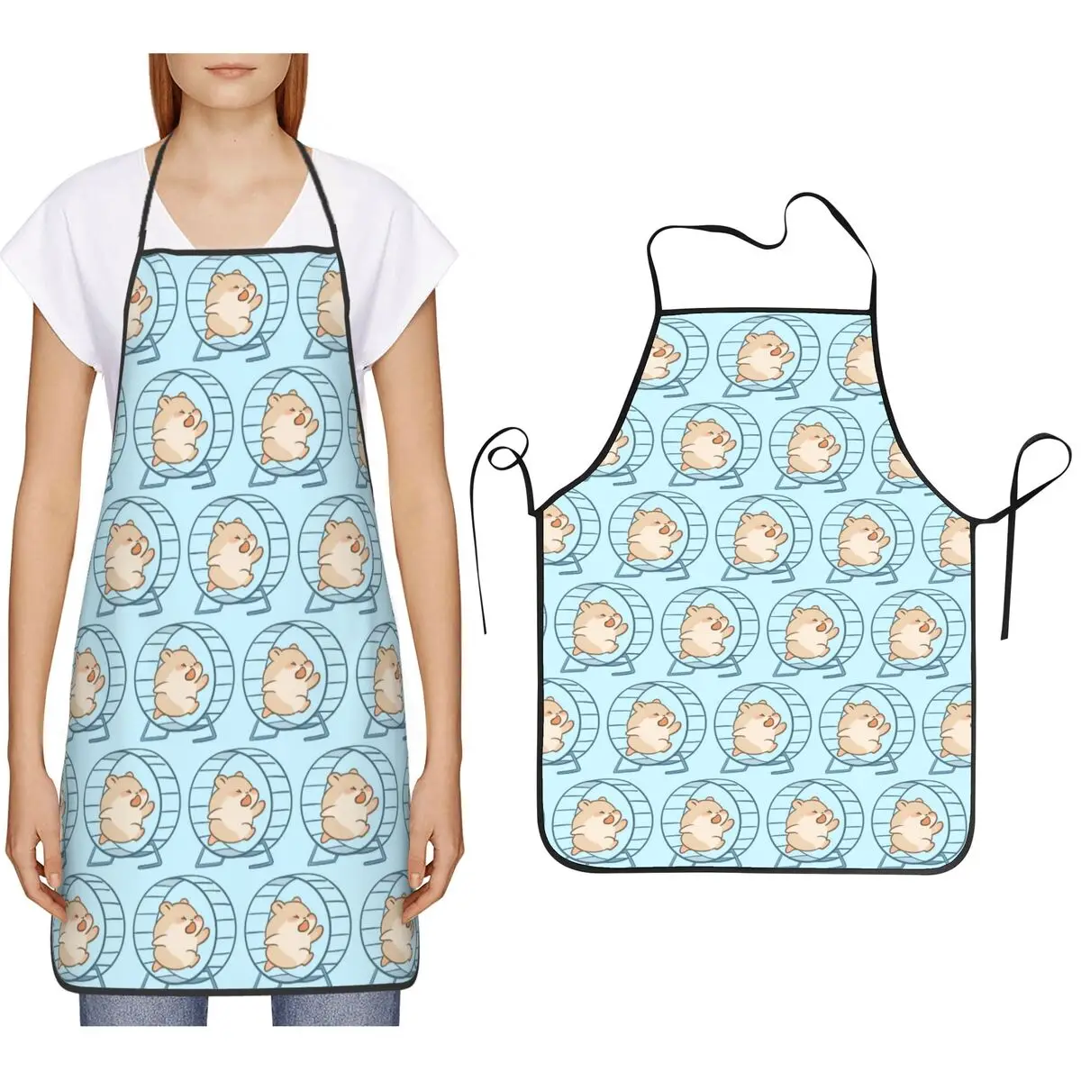 

Cardio Hamster On The Run Aprons Chef Cooking Baking Tablier Bib Kitchen Cleaning Pinafore for Women Men Gardening