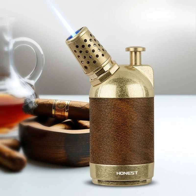 

Honest Cigar Lighter with Punch, High-end Leather Desktop Ornament Lighter, Large Capacity Air Compartment, Cigar Igniter