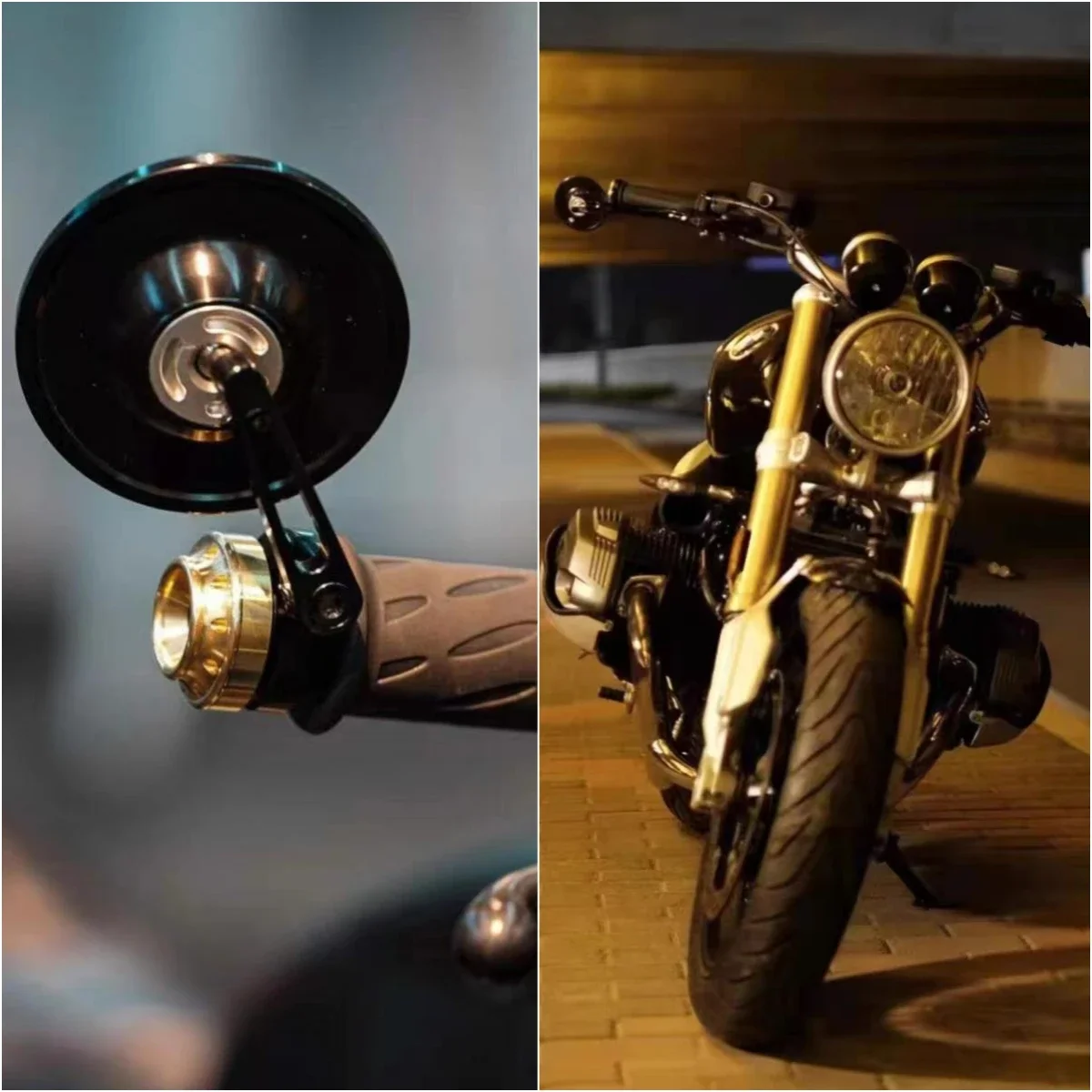 

Advanced Copper Retro CNC Rearview Mirror On The Handle Side For motorcycle R Nine T