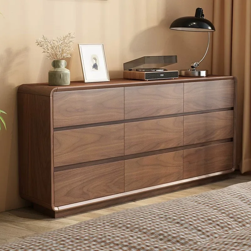 Solid wood cabinet 30cm ultra-thin medieval style storage cabinet bedroom bedside cabinet light luxury and high-end feeling