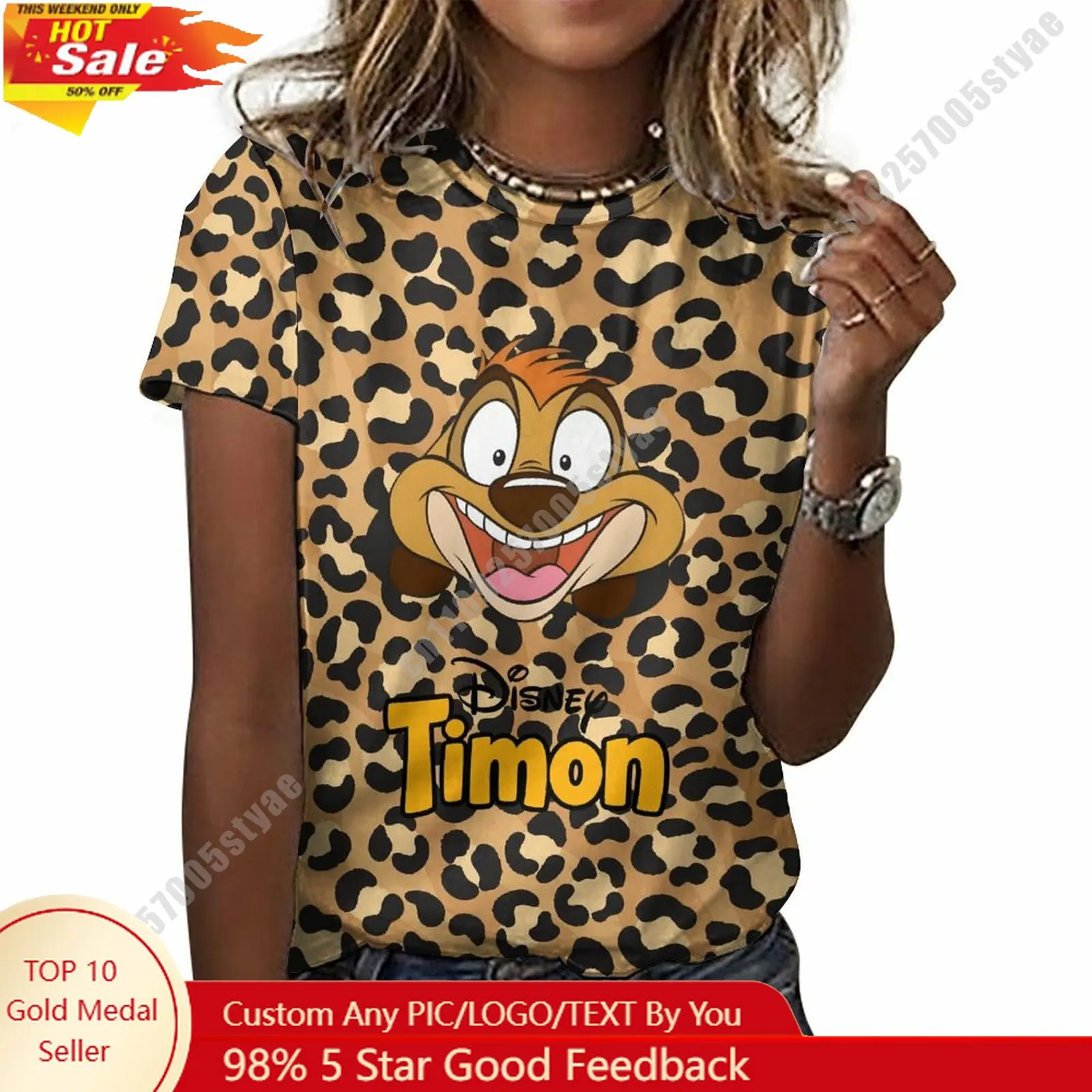 

Timon T Shirt Disney Cartoon Custom Your Own Cotton Tee Personalized Photo Text Print Casual Street Style Short Sleeved Top