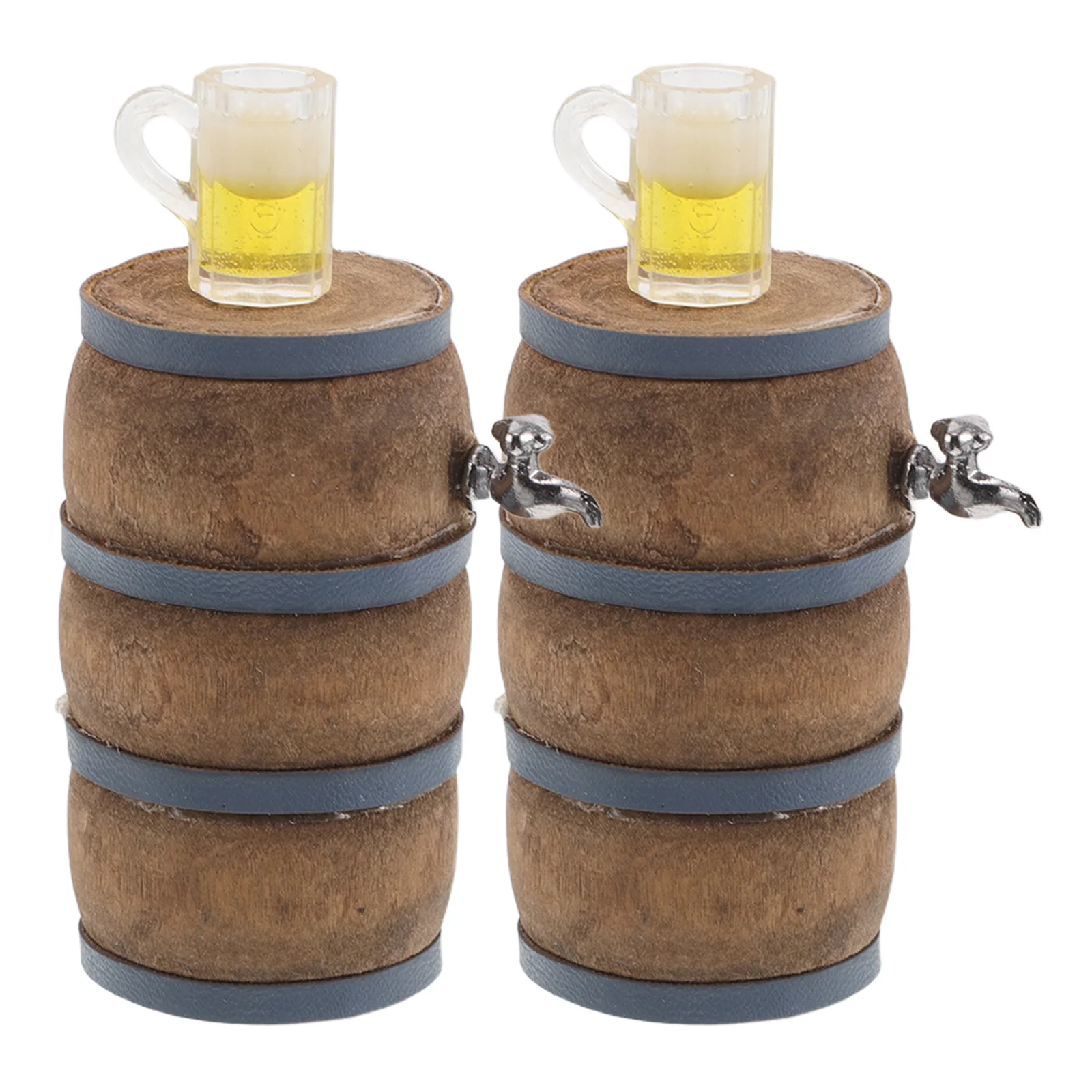 

2Sets Miniature Wine Barrel Decoration Vintage Style Small Keg for Fairy Garden Restaurant Scene Dollhouse Bar Accessories