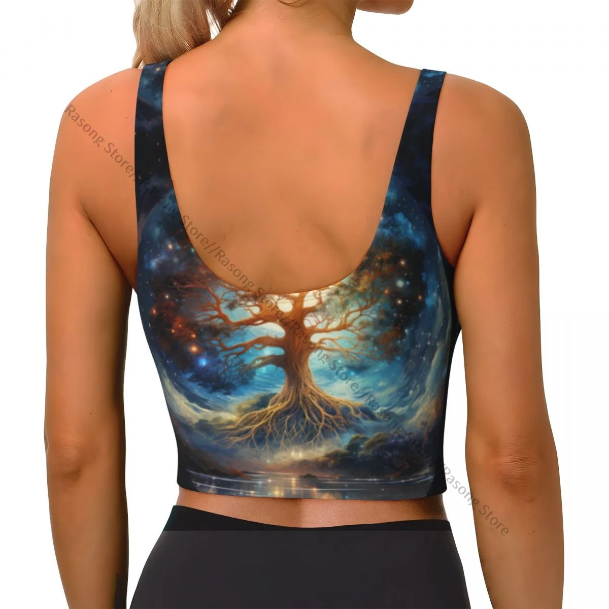 Sports Bra Women Running Yoga Clothes Vest Fantasy Landscape With Tree Planet Gathering Fitness Vest