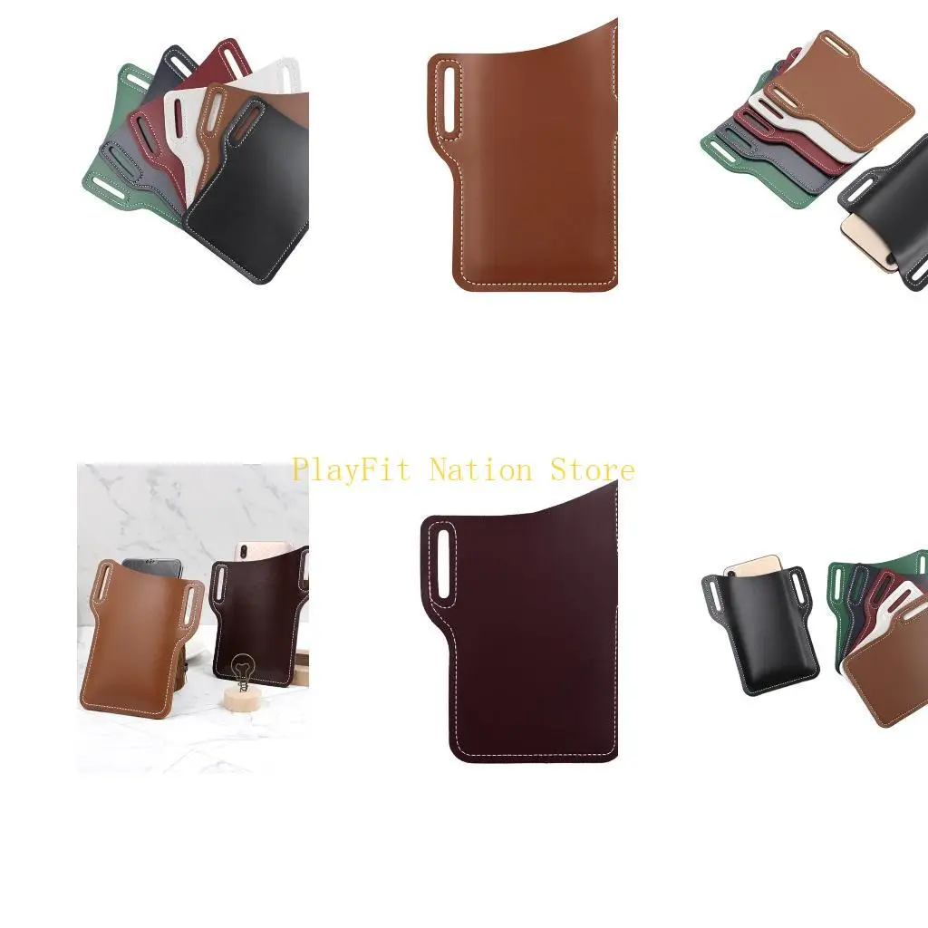 

242F Men Cellphone Loop Holster Case Belt Waist Bag PU Leather Purse Phone Wallet Vintage Belt Protective Sheath