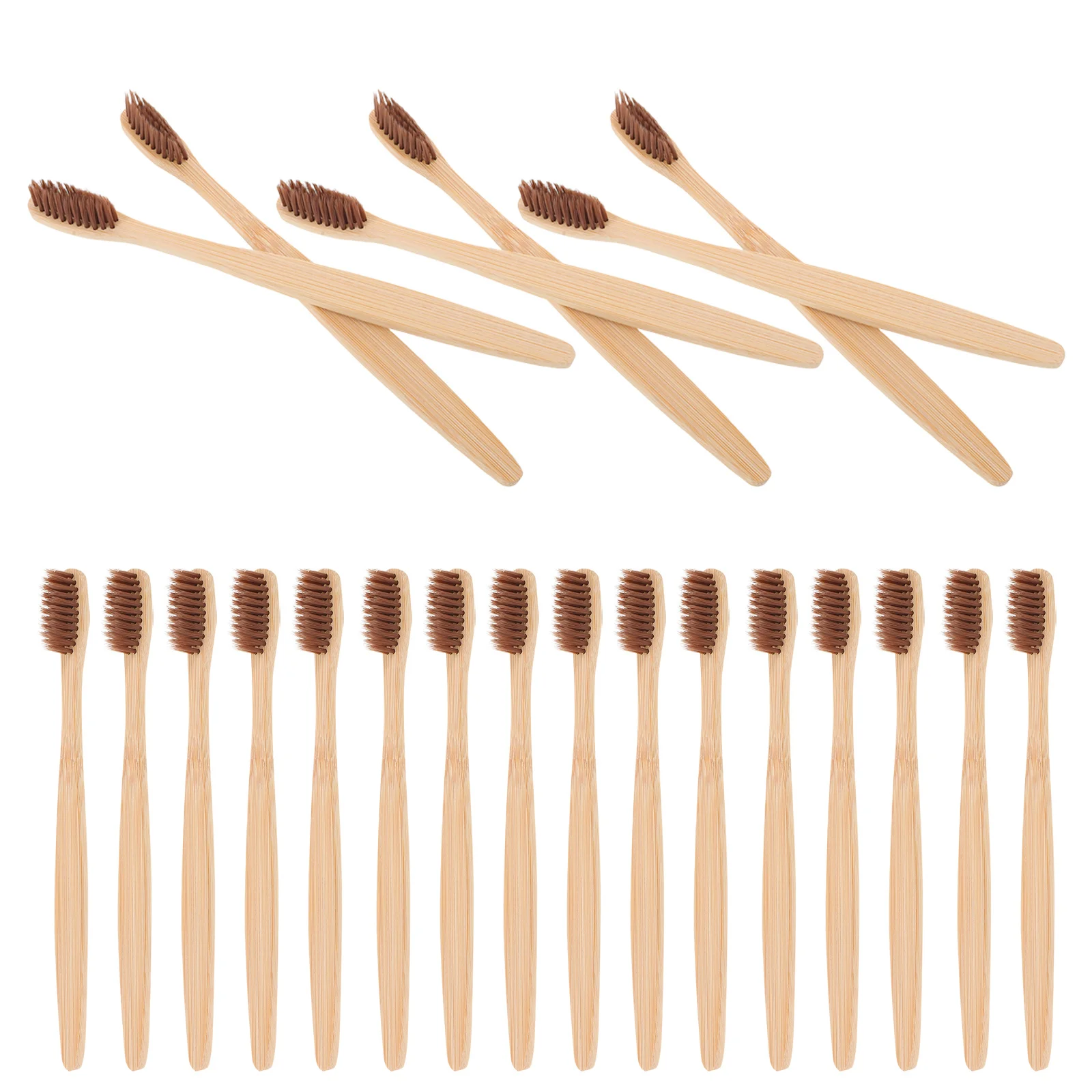 30 Buah Sikat Gigi Bambu Bulu Lembut Pegangan Nyaman Sikat Gigi Perjalanan Tahan Lama untuk Perawatan Mulut Sehari-hari Kayu Portabel