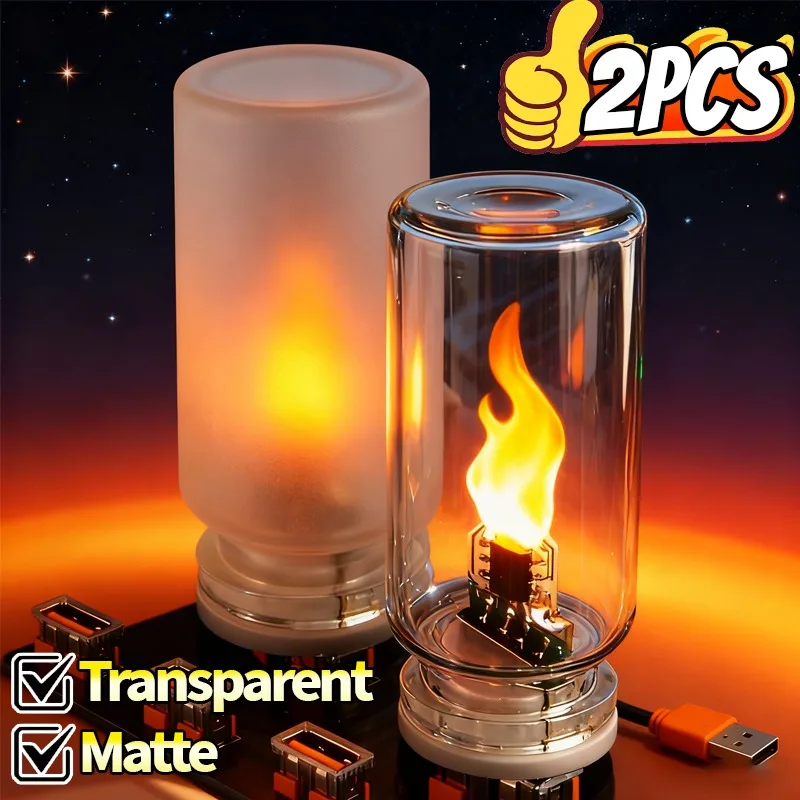

USB Car Atmosphere Light Simulation Flame Effect LED Ambient Lamp Auto Decorative Mood Lighting Mini Plug and Play Night Light