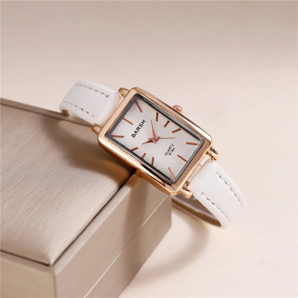 fashion small rectangle dial quartz women leather watch