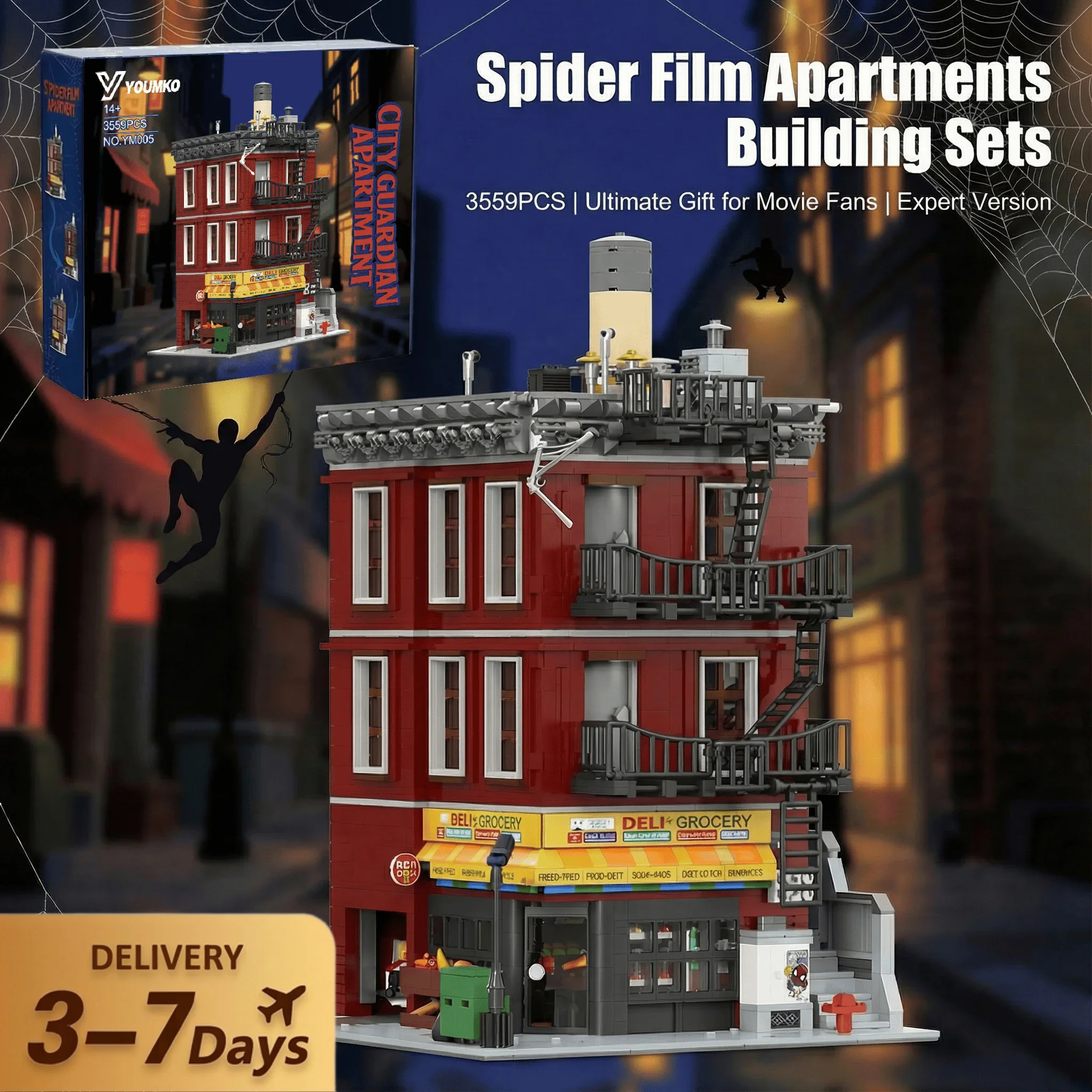 Blocs de construction Spider Deli avec 11 figurines, héros classiques, modèle d'assemblage modulaire de ville, décoration de bureau, cadeau, 3559 pièces