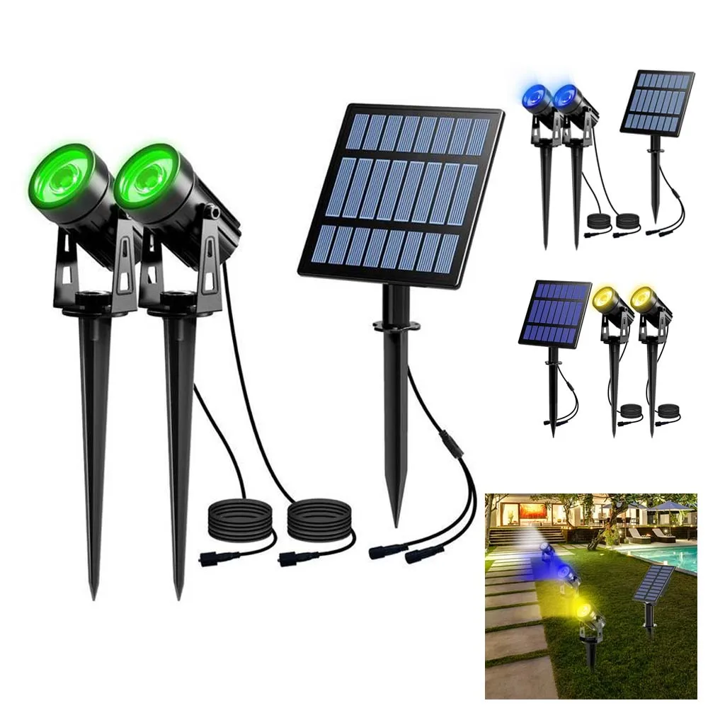 2PCS Solar Outdoor Light House Garden Decoaration Spotlight for Tree Solar Powered Landscape Wall Green Warm Light LED Lamp